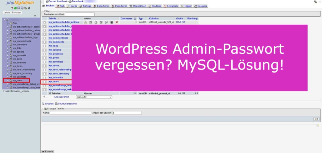 WordPress Admin-Passwort vergessen? Per MySQL zurücksetzen