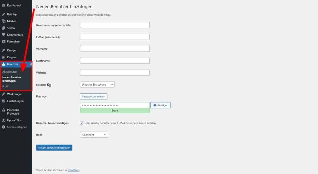 WordPress-Benutzerrollen-neuen-Benutzer-anlegen